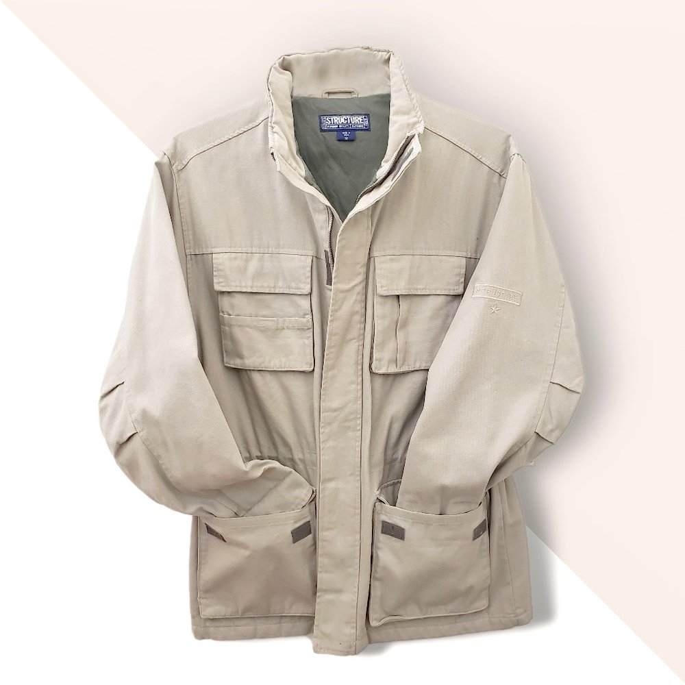 Men's Authentic Structure Funnel Neck Expedition Gear Jacket, Tan, Size Medium